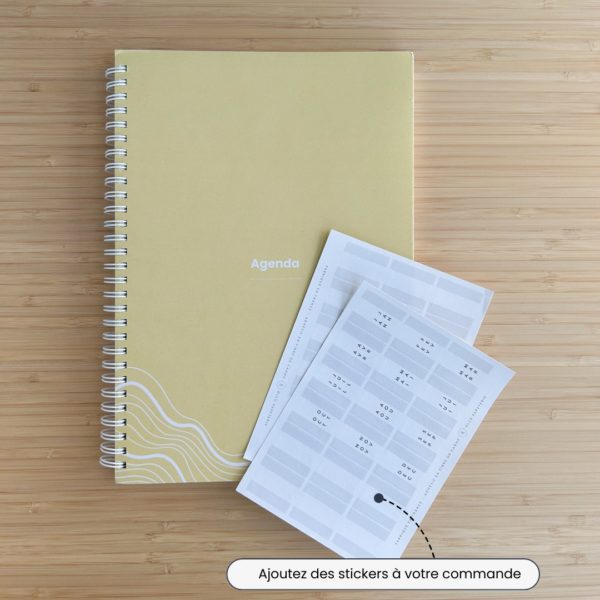 ollo agenda éco-responsable non daté jaune avec stickers
