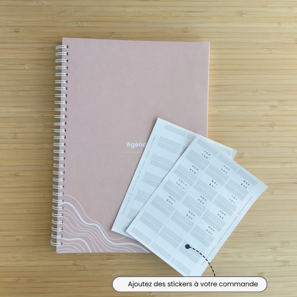 ollo agenda éco-responsable non daté rose avec stickers