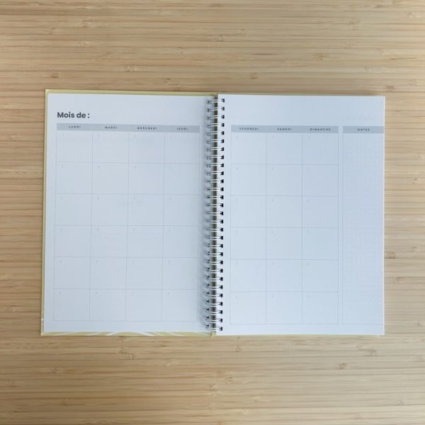 ollo agenda éco-responsable non daté vue mois