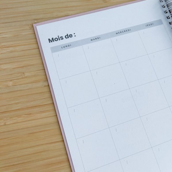 ollo agenda éco-responsable non daté zoom vue mois