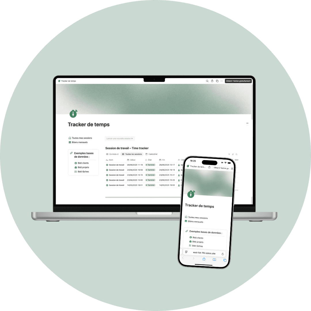 Template Notion tracker de temps Ollo